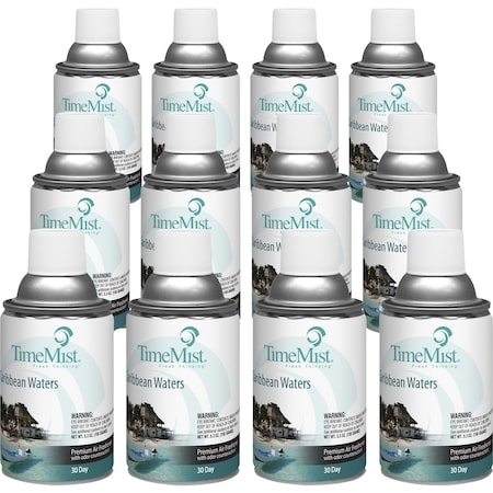 Timemist Fragrance Refill, f/Metered Disp, 6.6oz, Caribbean Waters, PK 12 TMS1042756CT